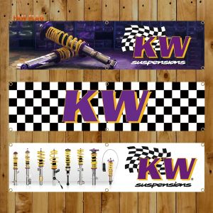 60x240 cm KW SUSPENSIONS pièces automobiles bannière drapeau Polyester imprimé Garage ou décoration