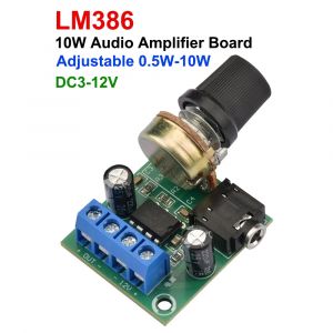 Carte amplificateur Audio LM386 10W Mono 3.5mm DC 3-12V, contr&ocirc;le du Volume, Mini Module AMP, Volume