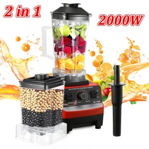 2000W Duty Commercial Blender Stationary Mixer Food Processor Ice Smoothies for Kitchen 2-in-1 High