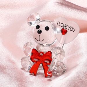 Cadeau de saint valentin je t'aime ours en cristal fleurs roses artificielles enseignant f&ecirc;te des