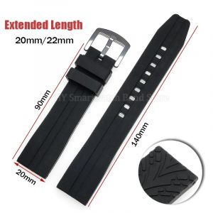 Bracelet de montre en Silicone de longueur &eacute;tendue 20mm 22mm pour Seiko pour Rolex bracelet en