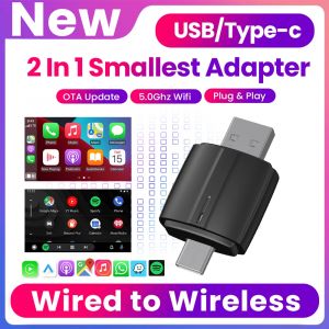 Android Auto sans fil Carplay USB Bluetooth Wifi Plug and Play type-c nouveau Dongle 2In1 pour Audi