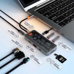 Basix usb c hub 10 en 1 station d'accueil type-c vers PD HD-MI USB3.0 * 3 SD TF ethernet RJ45 1000M