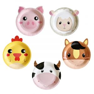 Assiettes en papier jetables pour f&ecirc;te d'animaux de ferme, 10 pi&egrave;ces, vache, mouton, canard,