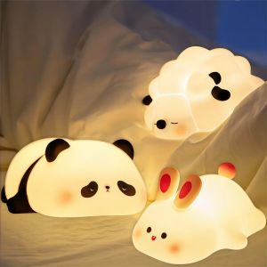 LED veilleuses mignon mouton Panda lapin Silicone lampe USB Rechargeable synchronisation chevet