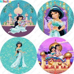 Lampe magique princesse Jasmine Aladdin, couverture de toile de fond pour fille, couverture de