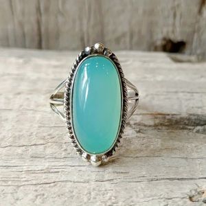 Bague ovale en pierre bleue pour femmes, mode ethnique européenne et américaine, Style bohème,
