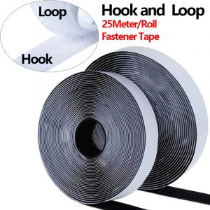Rouleau de ruban de fixation &agrave; crochet et boucle, 25 m/rouleau, avec bande adh&eacute;sive forte en tissu