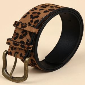 Ceinture imprimée léopard pour femme, style Boho, PU, robe couvertes, ceinture personnalisée