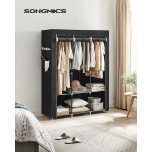 SONGMICS Armoire Chambre en Tissu, Porte-vêtements, Penderie, 45 x 130 x 167 cm, 3 Compartiments de