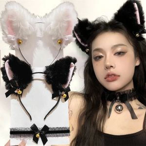 Mode renard chat oreille bandeau populaire en peluche chat oreille bandeau noir blanc doux bandeau