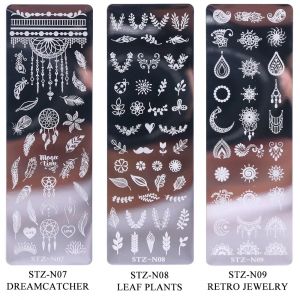 Plaques d'estampage pour ongles, géométrie fleur papillon, feuilles d'animaux, pochoir d'image pour