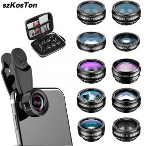 Kit d'objectif de caméra de téléphone, objectif à Clip sur Fisheye/Macro/objectif grand Angle pour