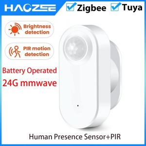 Tuya Zigbee-Détecteur de présence humaine, détecteur de mouvement PIR, prise en charge à piles,