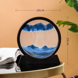 Sablier 3D avec sable mouvant, image d'art de sable mobile, verre rond, artisanat de sable de mer