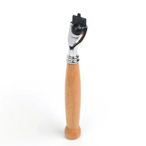 Poignées en bois pour rasoir manuel pour hommes, pour lames de rasoir Mach 3, support de lame de