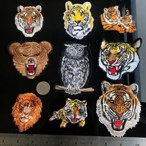 PGY léopard tigre Lion loup Animal broderie fer sur patchs pour vêtements Applique bricolage chapeau