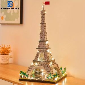 Knew construit exquise tour Eiffel de Paris Micro Mini blocs de construction ensemble de jouets: LED