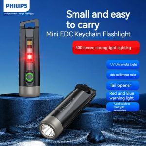 PHILIPS NOUVELLE EDC lampe de Poche LED Rechargeable Mini EDC Porte-clés lampes Camping Lampe Pour
