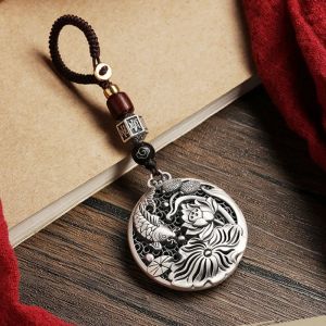 Porte-clés Totem en Cuivre Galvanisé et Argent, Pendentif de Carpe Koi Excédent chaque Année,
