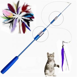 Baguette de pêche télescopique à trois sections pour chat, attrape drôle, anciers teaser, jouets