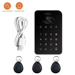 Serrure &agrave; clavier tactile sans fil 433Mhz, 3 pi&egrave;ces, carte RFID, bras ou d&eacute;sarmez, codage Ev1527