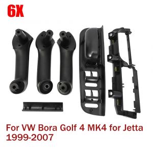 6X poign&eacute;e de porte avant arri&egrave;re gauche droite noire pour VW Bora Golf 4 MK4 pour Jetta 1999-2007