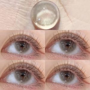 1 paire de lentilles de Contact de couleur gris naturel graduées, lentilles souples cosmétiques