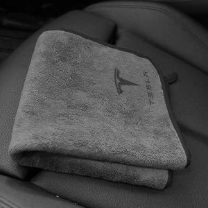 Serviette douce en microfibre pour lavage de voiture Tesla modèle 3 Y modèle X modèle S, emblème