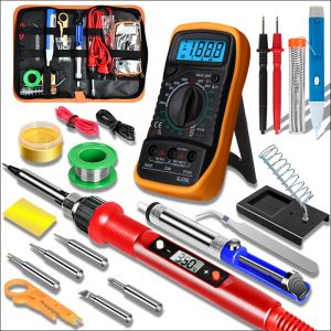 Kit de fer à souder à température réglable 110V 220V 80W, Kit de fer à souder avec multimètre