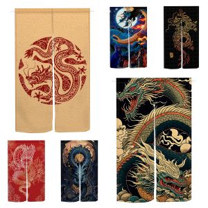 Rideau de Porte Noren Rouge, Dragon Chinois, Cloison de Couloir de Cuisine, Entr&eacute;e de Maison