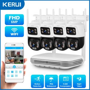 KERUI 6MP Full HD 8CH NVR sans fil Sécurité WIFI IP Kit de système de caméra à double objectif