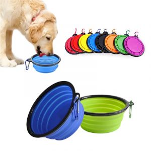 Bol pliable pour chien de compagnie, bol pliant en Silicone de 350ml, voyage en plein air, r&eacute;cipient