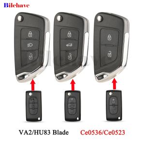 Jingyuqin Ce0536/0523 HU83 VA2 coque de clé de voiture à distance modifiée pour Peugeot 107 207 307