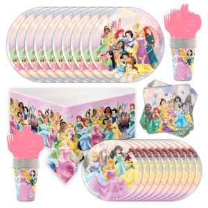 Ensemble de vaisselle jetable de fête princesse Disney, assiette, tasse, serviette, décorations de