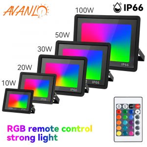Projecteur LED RGB r&eacute;flecteur &eacute;clairage ext&eacute;rieur 220V 30W 50W 100W IP66 &eacute;tanche ext&eacute;rieur RGB