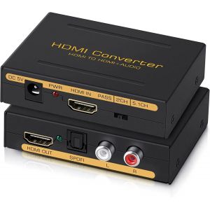 Convertisseur d'extracteur Audio Compatible HDMI HD + Audio (SPDIF + RCA L/R stéréo) pour Fire Stick