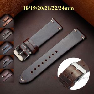 18/19/20/21/22/24mm Bracelet en cuir de cire d'huile Vintage pour Bracelet de montre Seiko couture