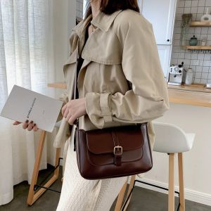 Sacs à bandoulière Vintage en cuir PU pour femmes, sacs à main tendance et bourse rétro, petit sac