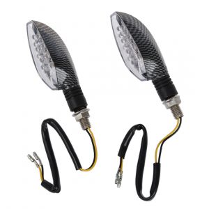 Clignotant LED en carbone pour moto, indicateur L, 12V, 2 pièces