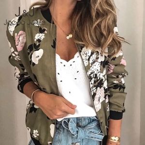 Jocoo Jolee femmes élégant fermeture éclair Bomber veste printemps automne imprimé fleuri vestes
