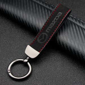 Porte-clés de voiture en cuir, anneaux en métal pour Mazda 2 3 5 6 CX5 CX9 CX7 CX4 CX3 CX30 MX5 MX3