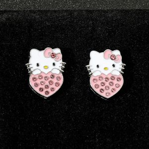 Sanrio Anime Hello Kitty boucles d'oreilles doux amour strass boucles d'oreilles filles fête