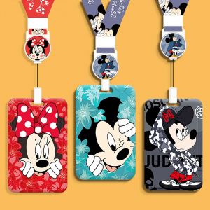 Disney Minnie Mickey dessin animé porte-carte de travail femmes ID nom étiquette étudiants Bus carte