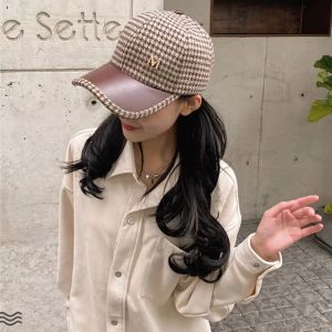 Casquette de baseball pied-de-poule pour femme, chapeau de camionneur unisexe, lettre en métal "M",