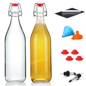 Bouteilles en verre &agrave; sommet pivotant de 1L, couvercles &agrave; bouchon herm&eacute;tique, bouteille de brassage