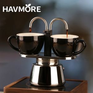 Cafetière expresso 1 2 4 tasses, Mini cafetière Moka en acier inoxydable avec conception Unique