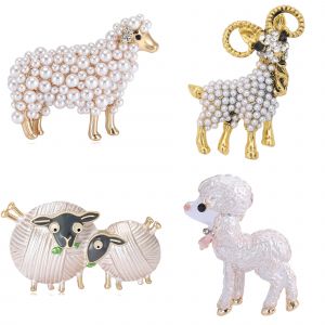 Broches de mouton en strass pour femmes, unisexe, perles, animaux, sac à dos de fête de Banquet,