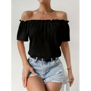 Chemise d'été élégante sans bretelles pour femmes, chemisiers décontractés en mousseline de soie,