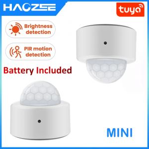 Tuya 2 en 1 Zigbee Mini détecteur de mouvement PIR + lumière Lux brillante capteur d'alarme antivol